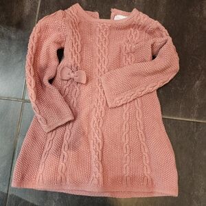 Pink Cable Knit Sweater Dress